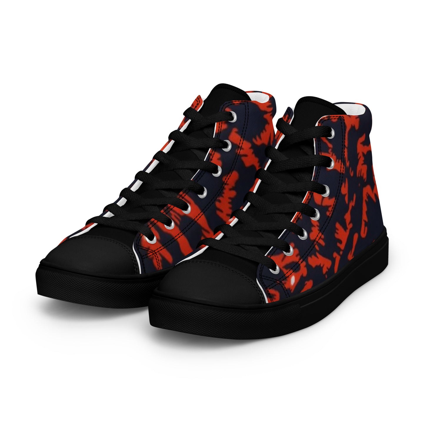 Orange Leopard Men’s high top canvas shoes