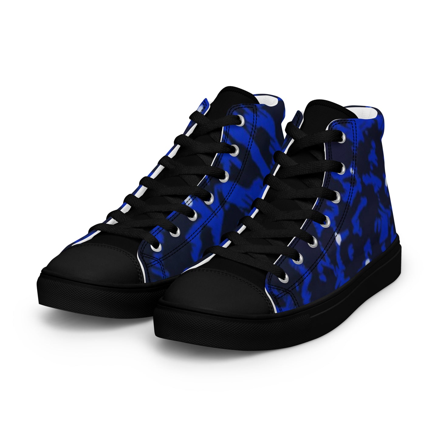 Blue Leopard Men’s high top canvas shoes