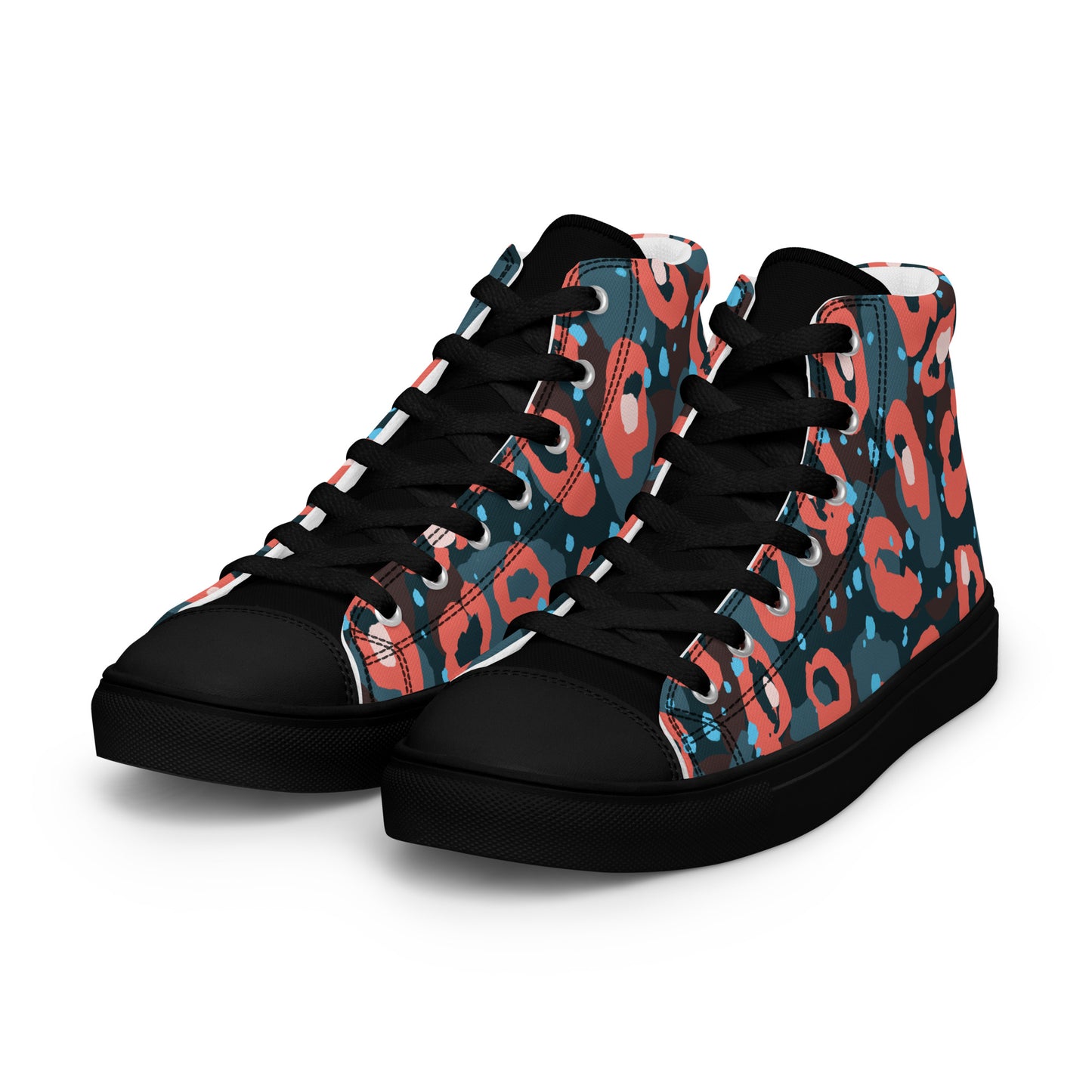 Speckled Leopard Men’s high top canvas shoes