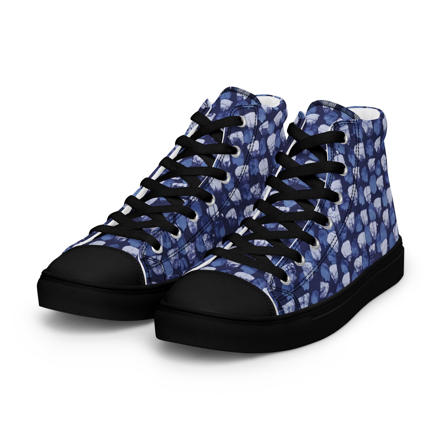 Blue Dotted Men’s high top canvas shoes