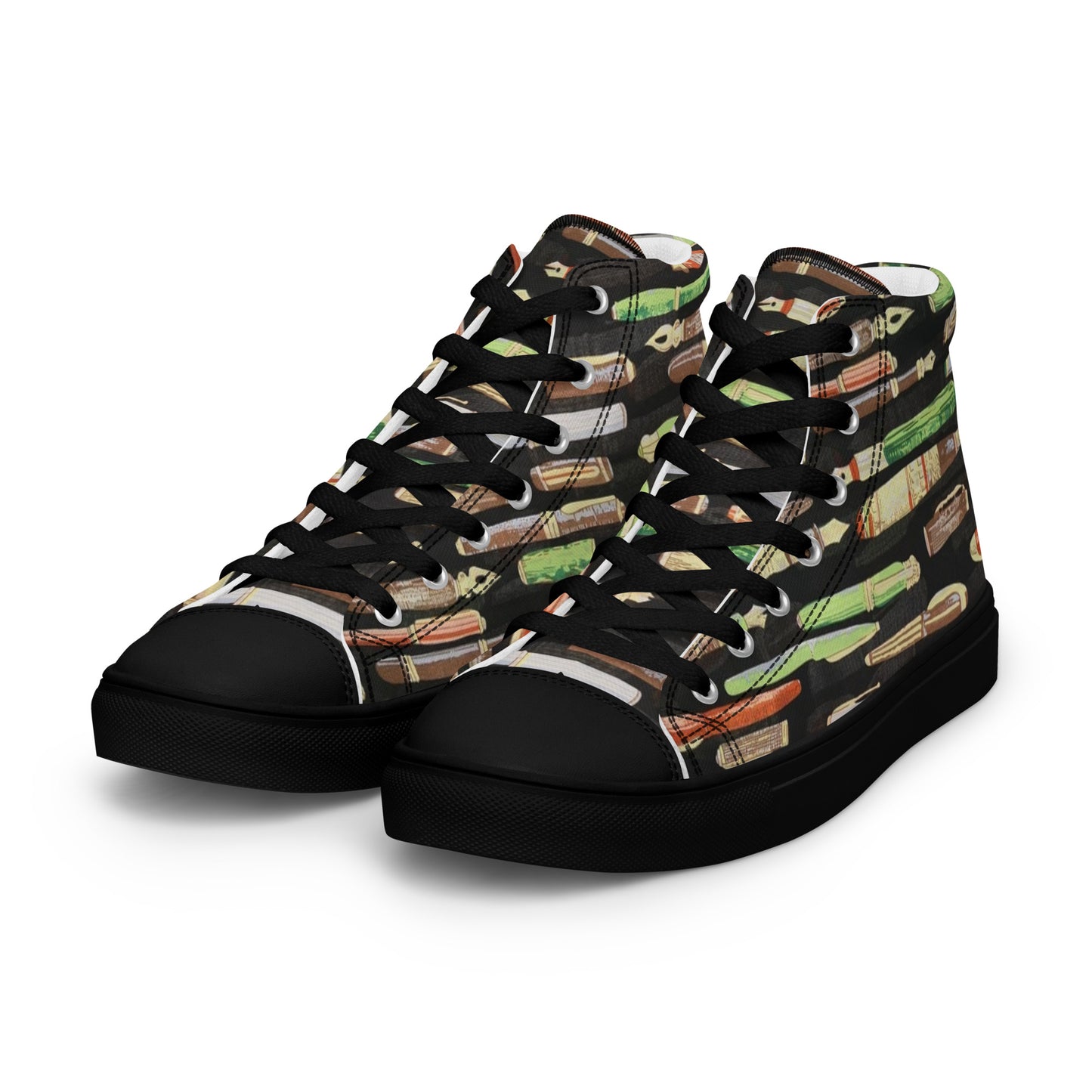 Green Pen Men’s high top canvas shoes