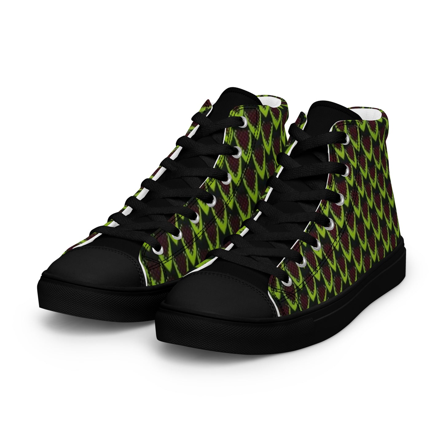 Green Flame Men’s high top canvas shoes