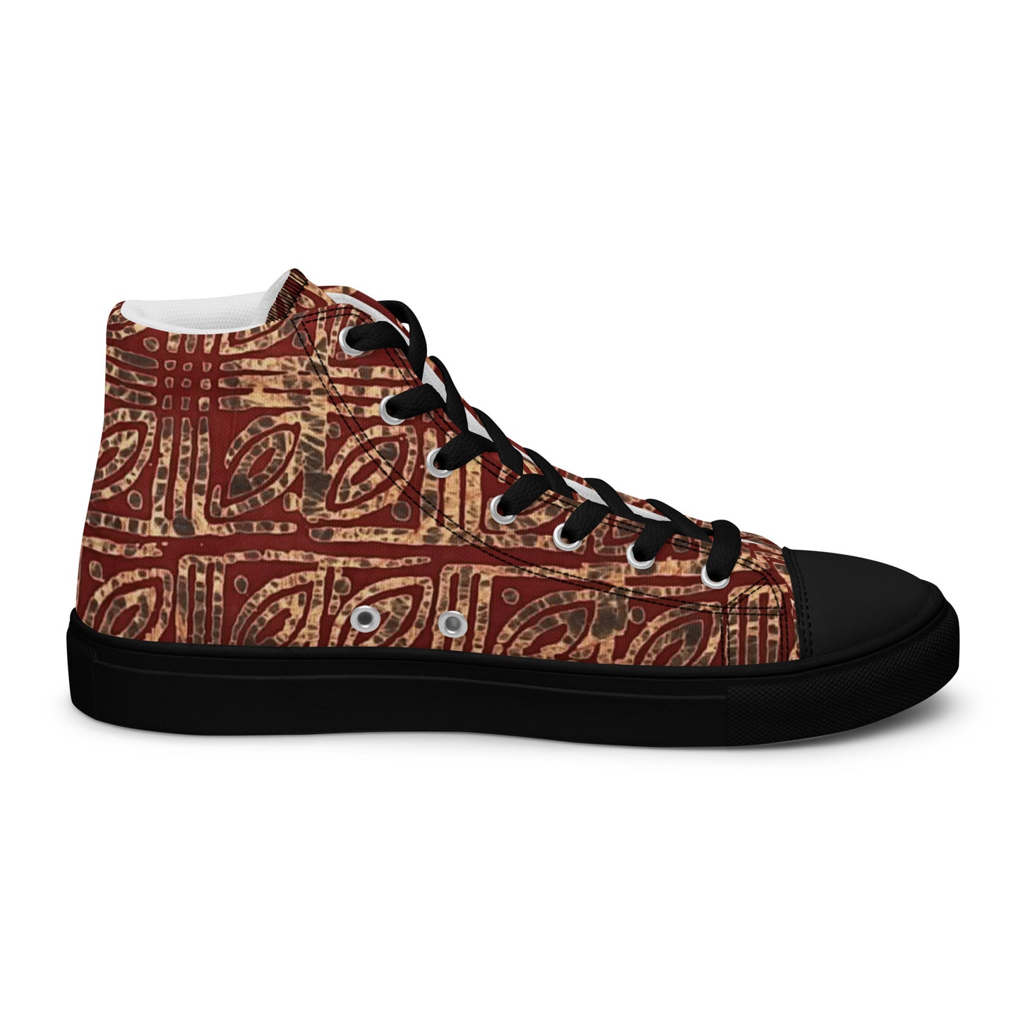 Copper And Gold Adire Men’s High Top Canvas Shoes