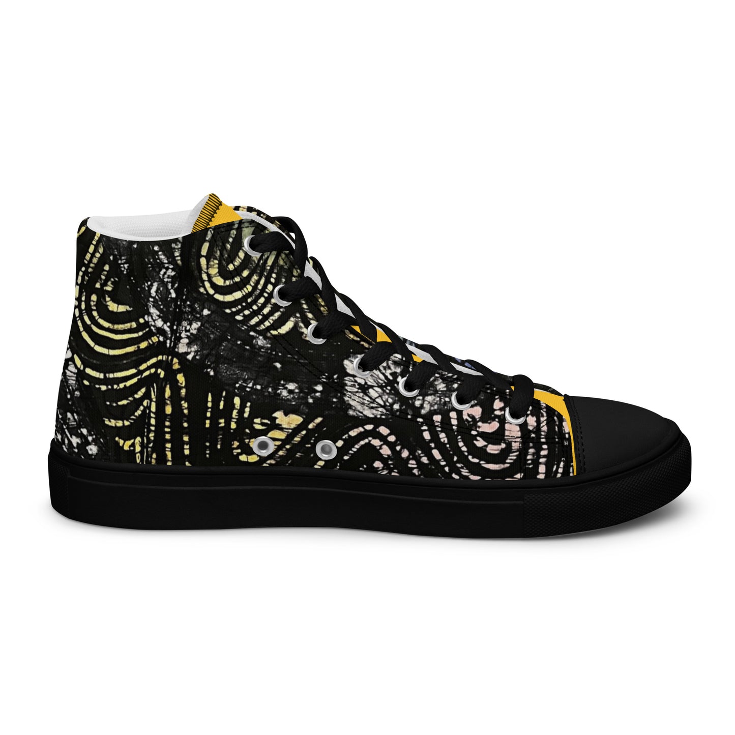 Circles And Swirls Indigo Adire Men’s High Top Canvas Shoes