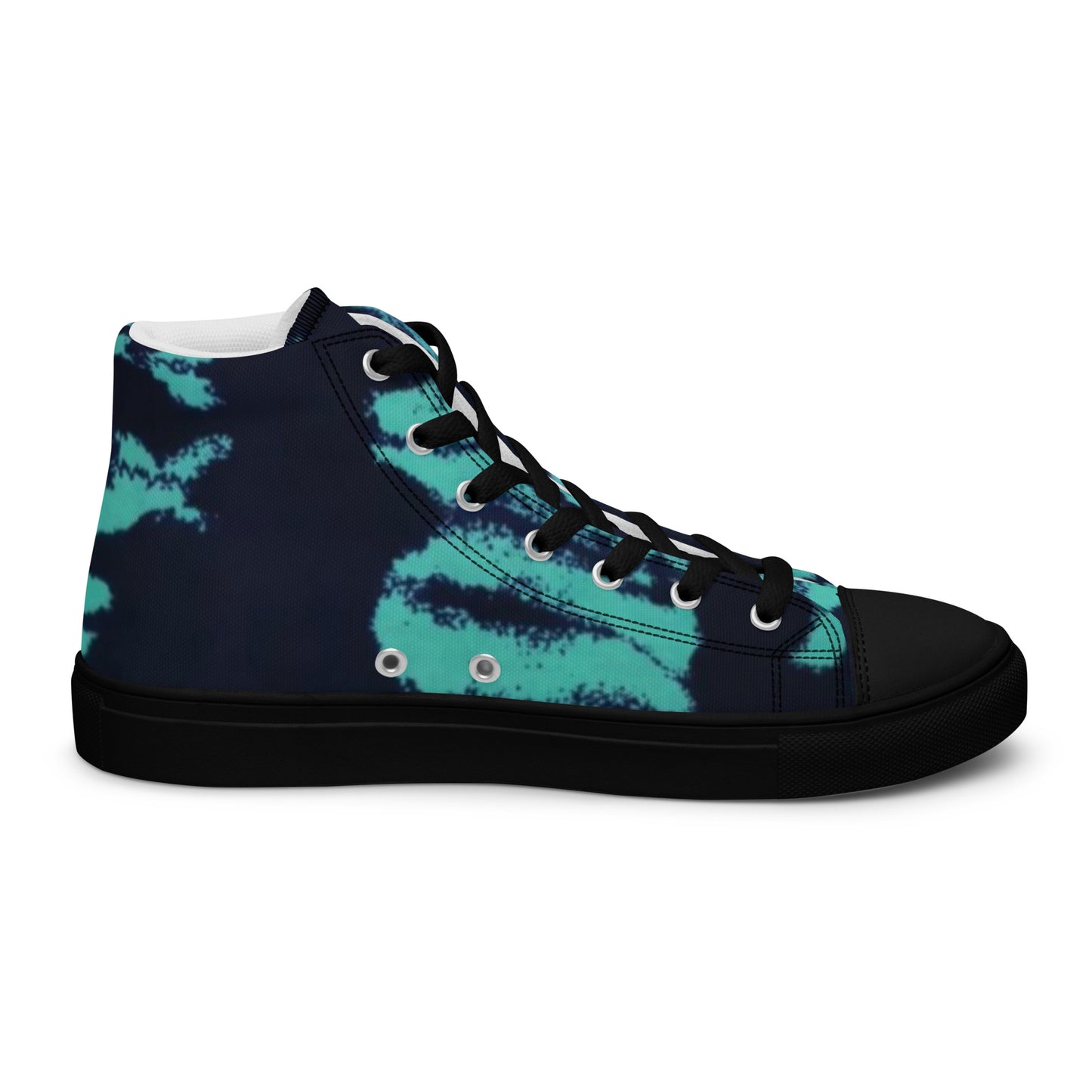 Turquoise Adire Ankara Men’s high top canvas shoes