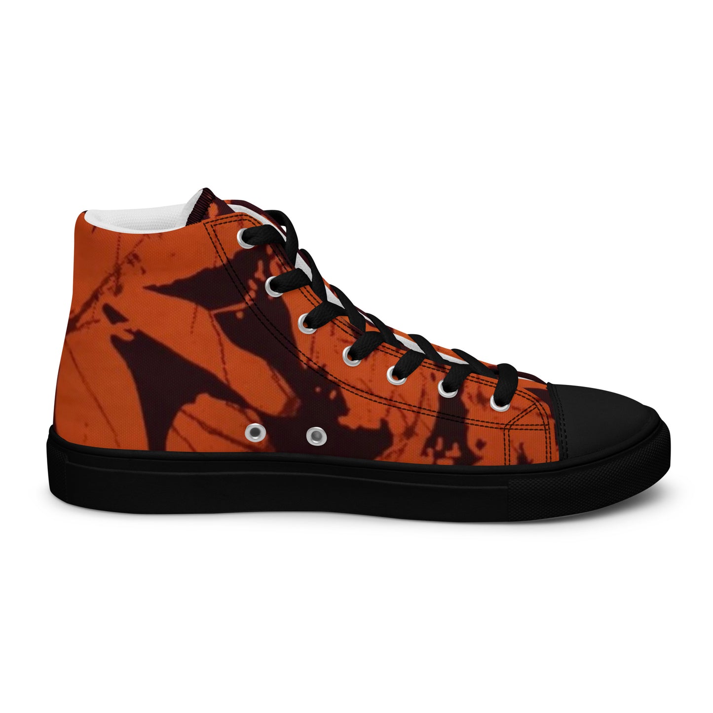 Orange Adire Men’s high top canvas shoes