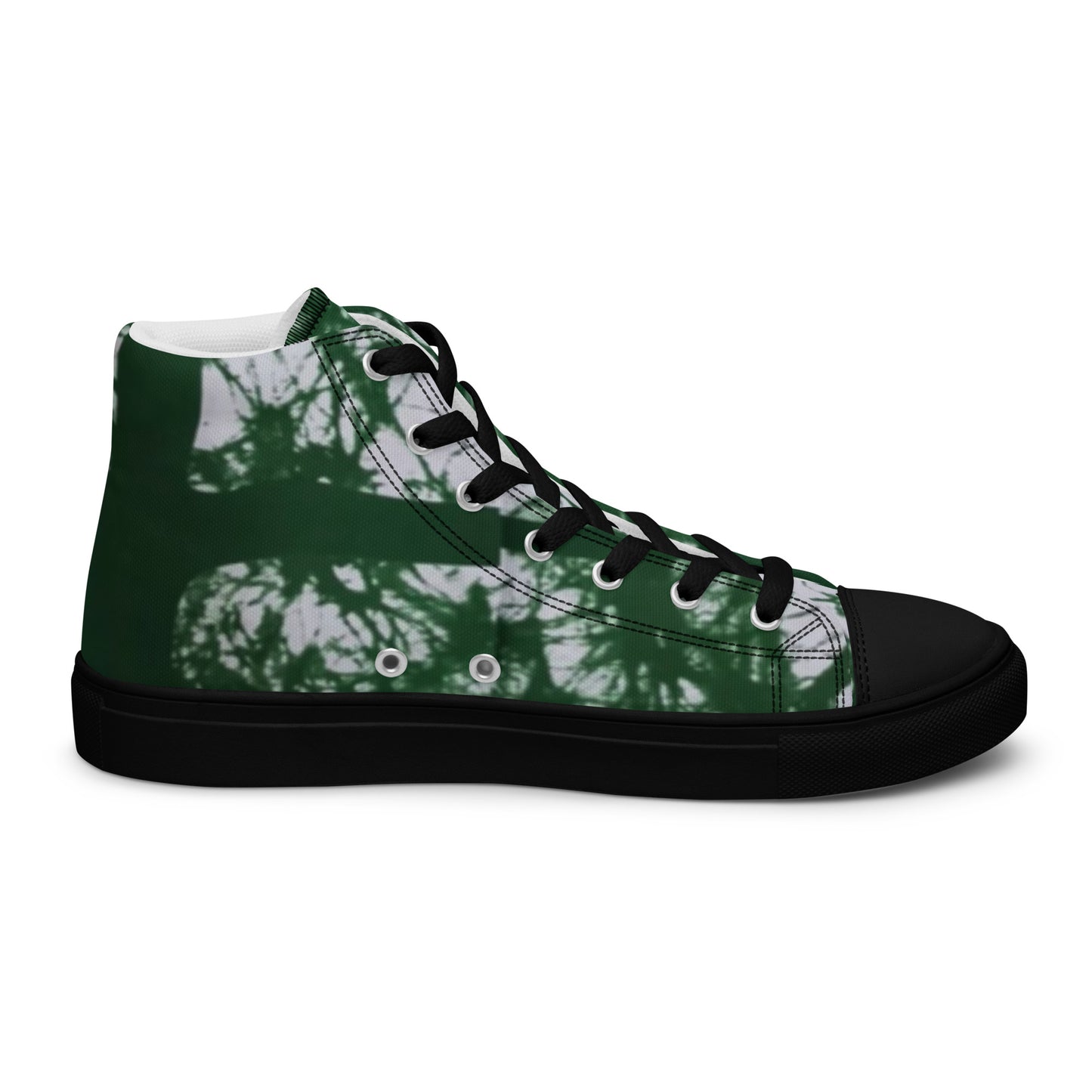 Green Adire Ankara Men’s high top canvas shoes