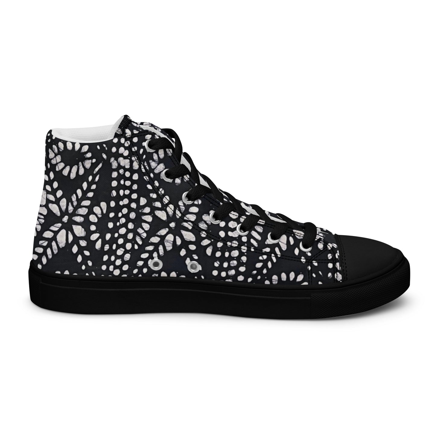 Black & White Abstract Aztec Adire Men’s high top canvas shoes