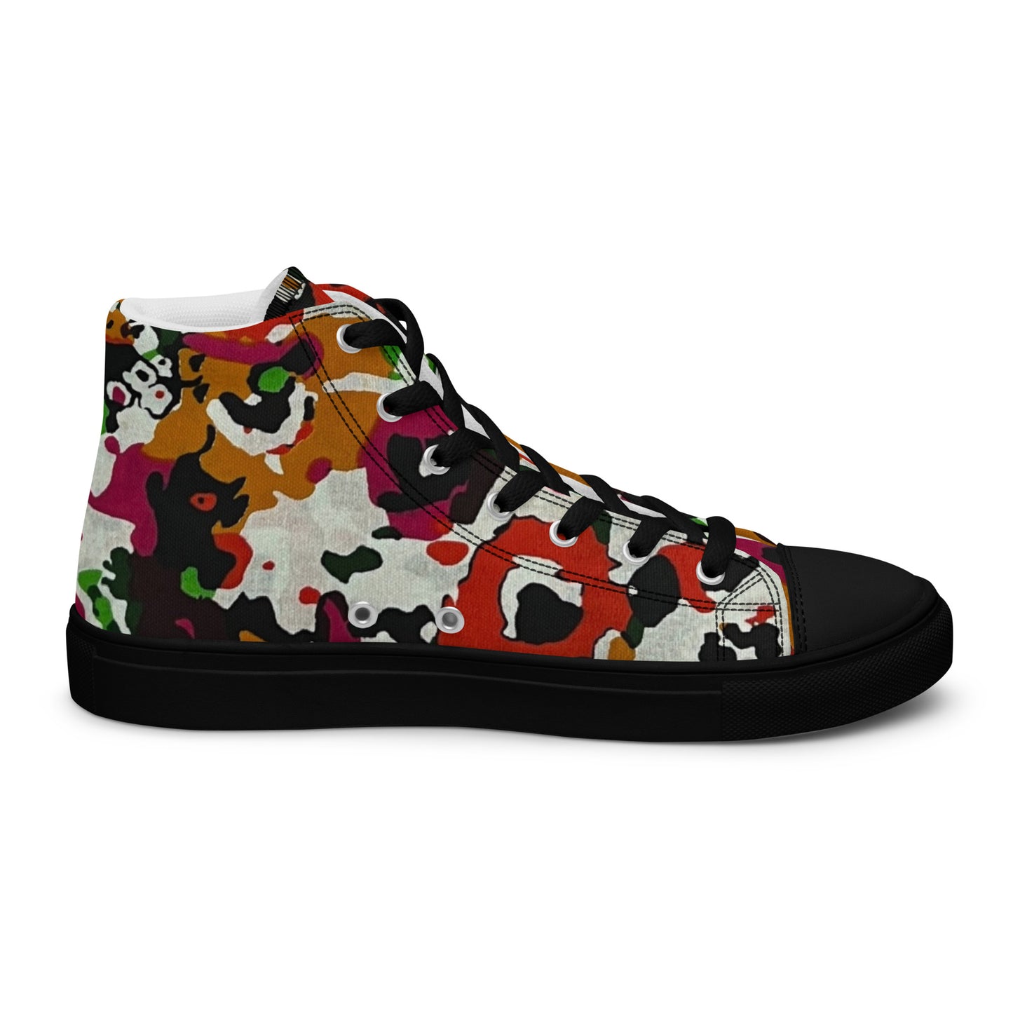 Multicolour Paint Ankara Men’s High Top Canvas Shoes