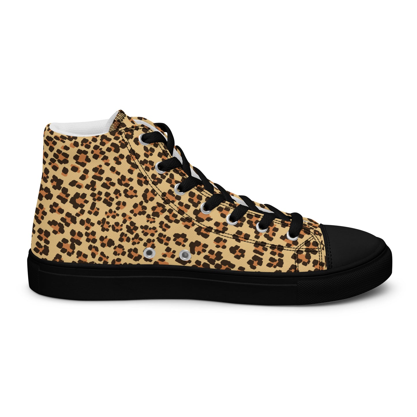 Brown Leopard Men’s high top canvas shoes