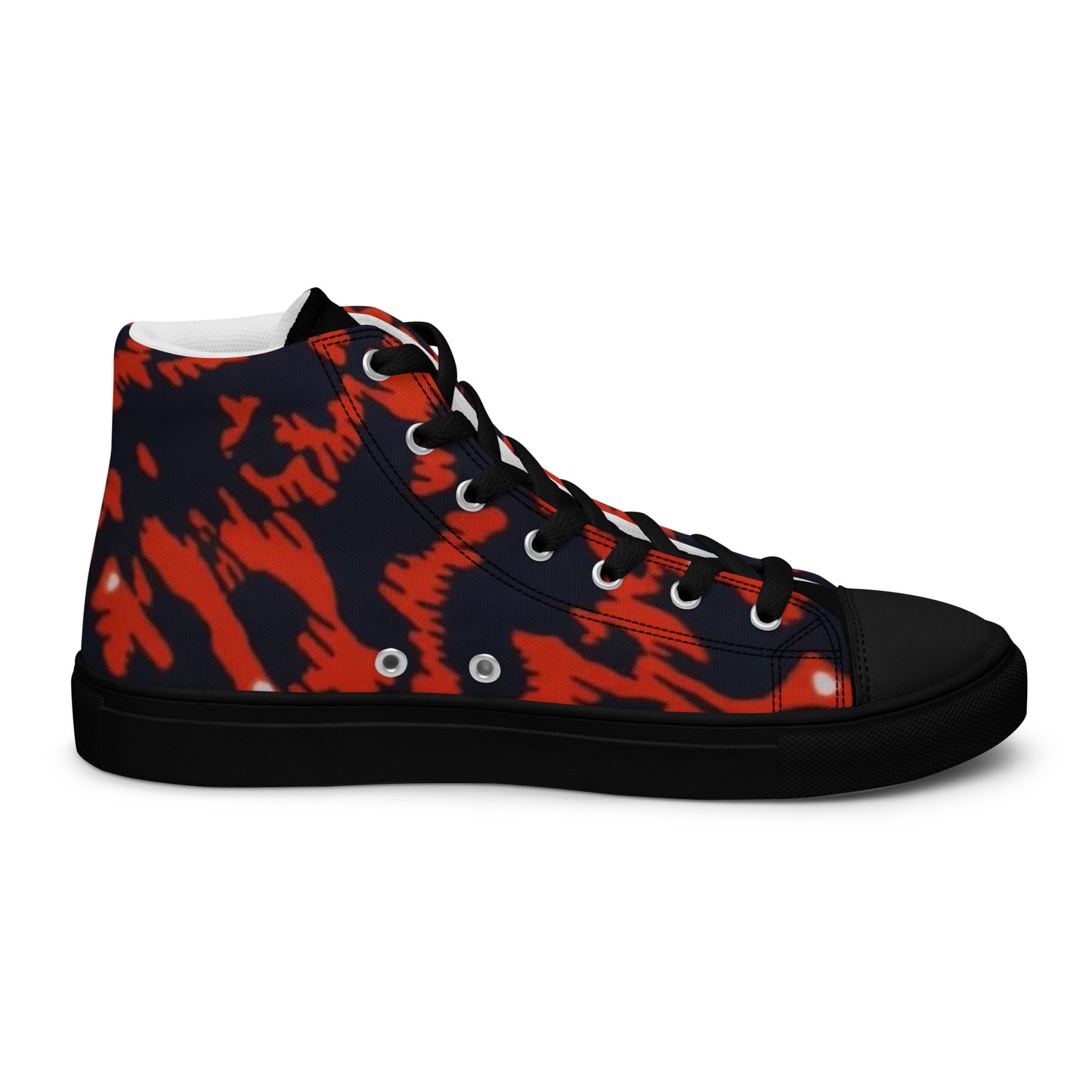 Orange Leopard Men’s high top canvas shoes