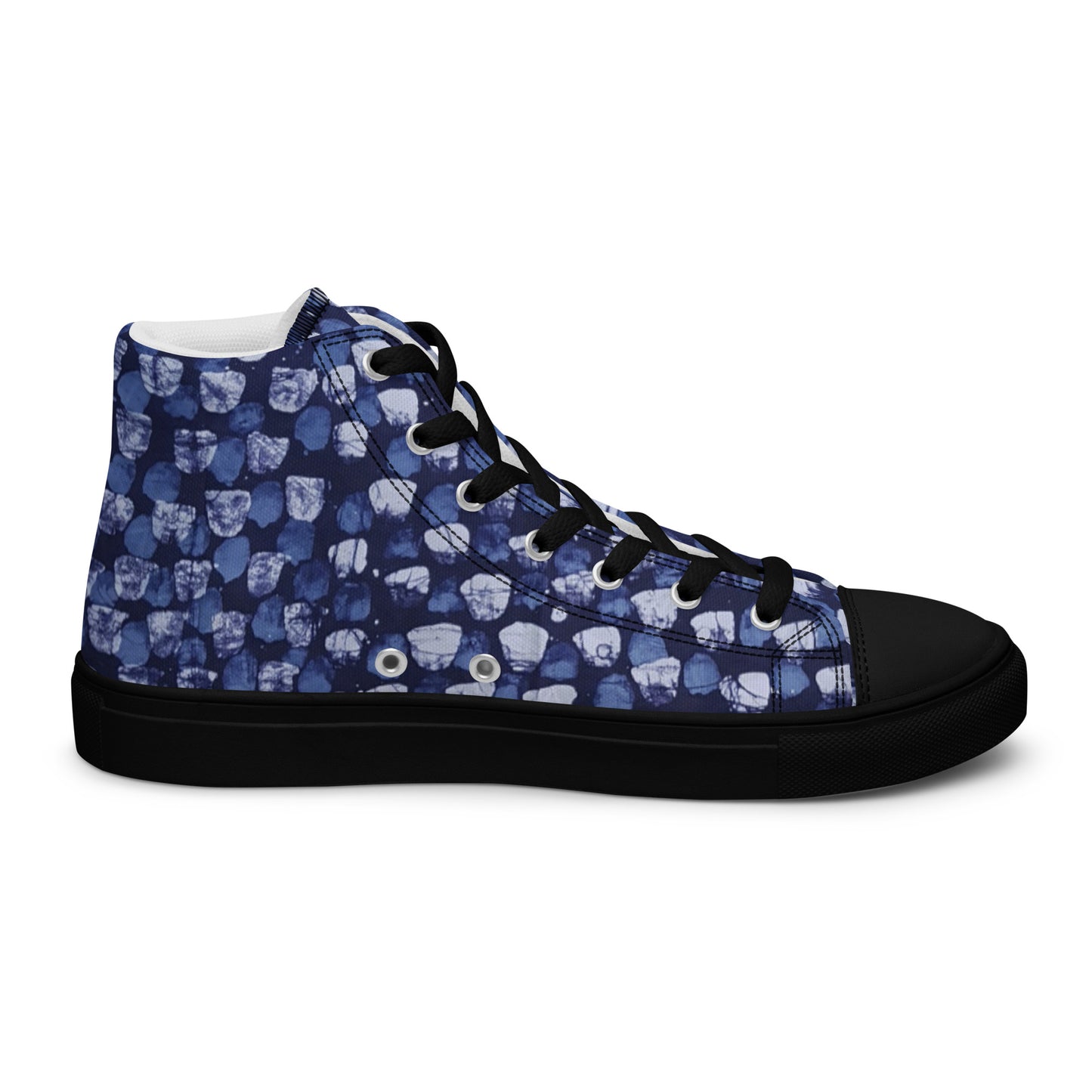 Blue Dotted Men’s high top canvas shoes