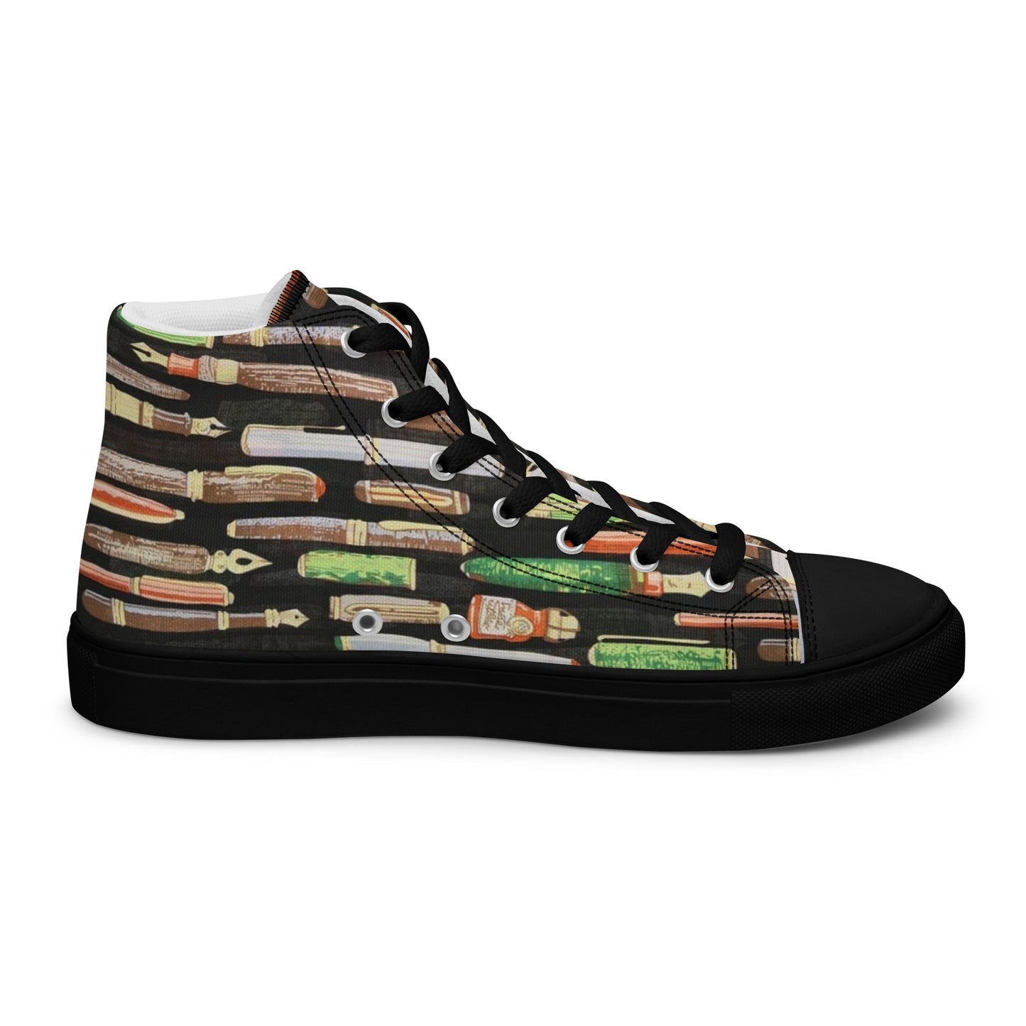 Green Pen Men’s high top canvas shoes