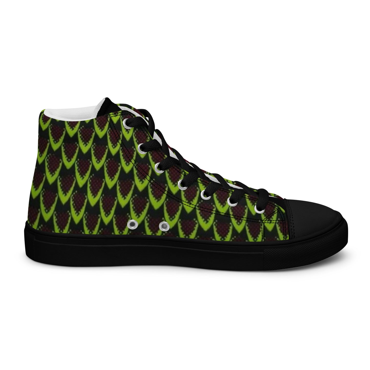 Green Flame Men’s high top canvas shoes