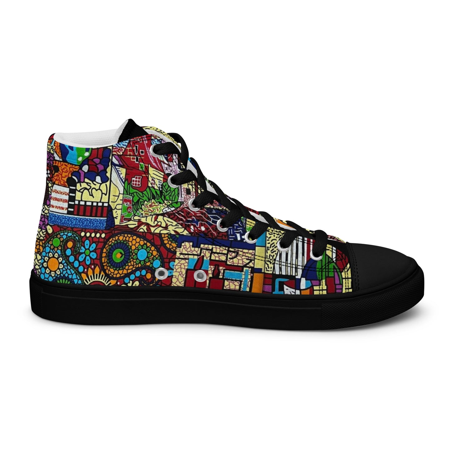 Colourful Artsy Men’s high top canvas shoes