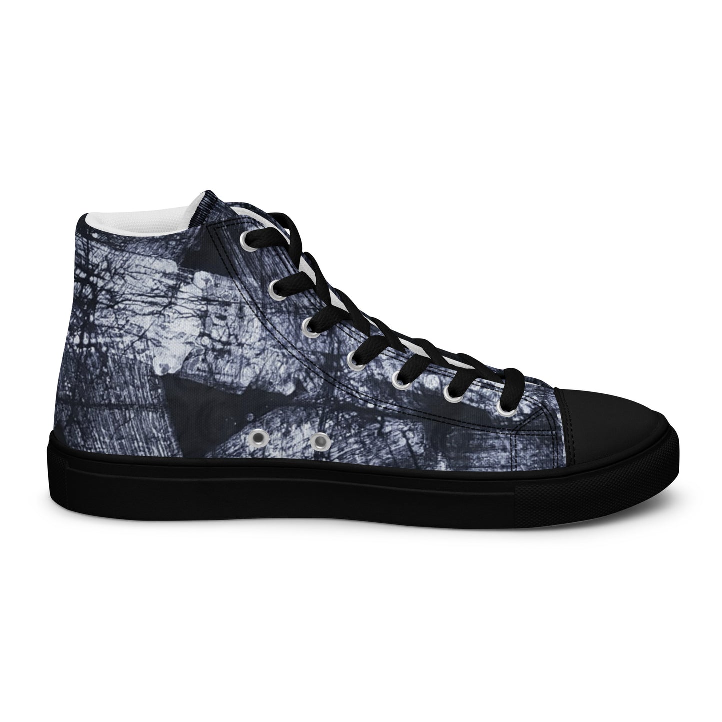 Dark Blue White Men’s high top canvas shoes