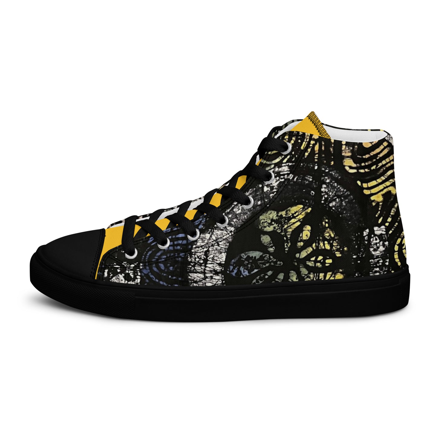 Circles And Swirls Indigo Adire Men’s High Top Canvas Shoes