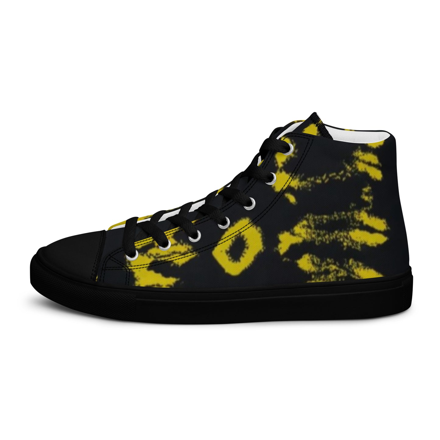 Yellow Adire Ankara Men’s high top canvas shoes