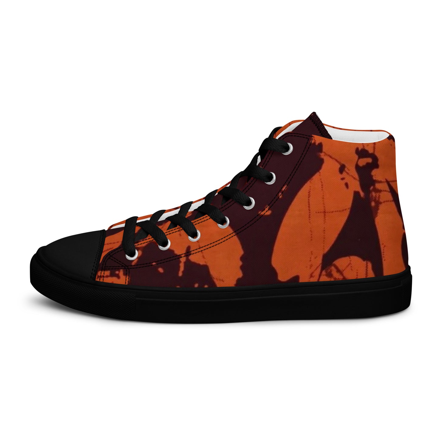 Orange Adire Men’s high top canvas shoes