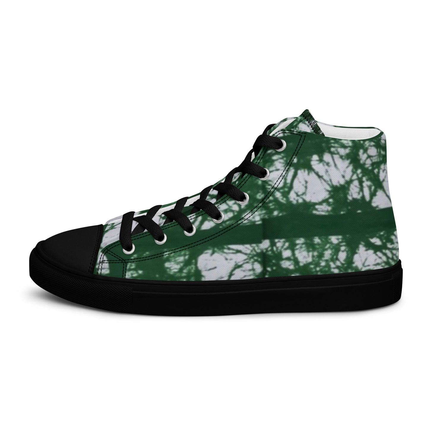 Green Adire Ankara Men’s high top canvas shoes