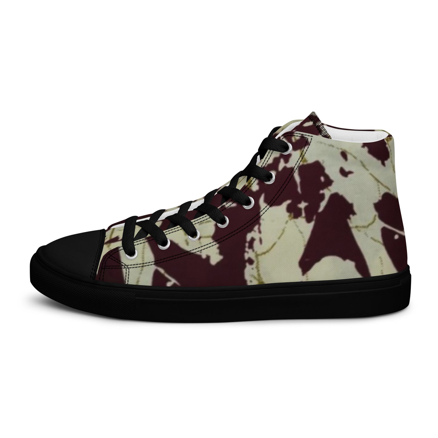 Brown Adire Men’s high top canvas shoes