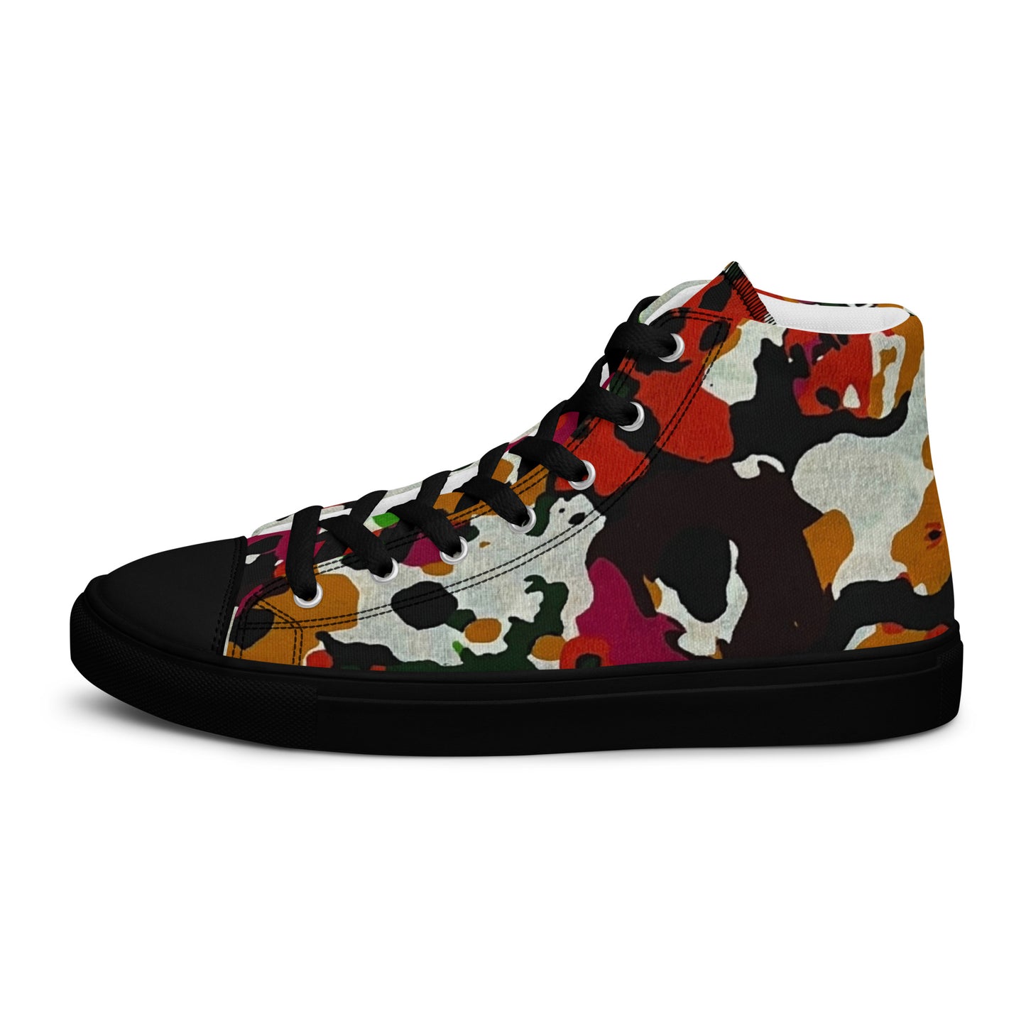 Multicolour Paint Ankara Men’s High Top Canvas Shoes