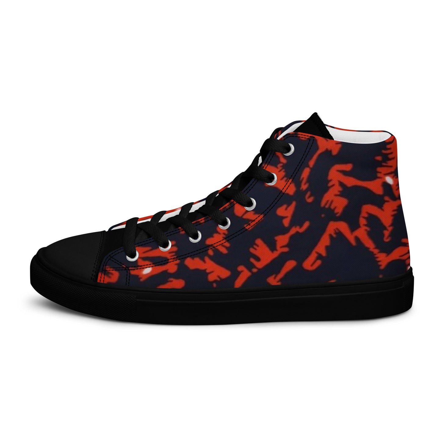 Orange Leopard Men’s high top canvas shoes