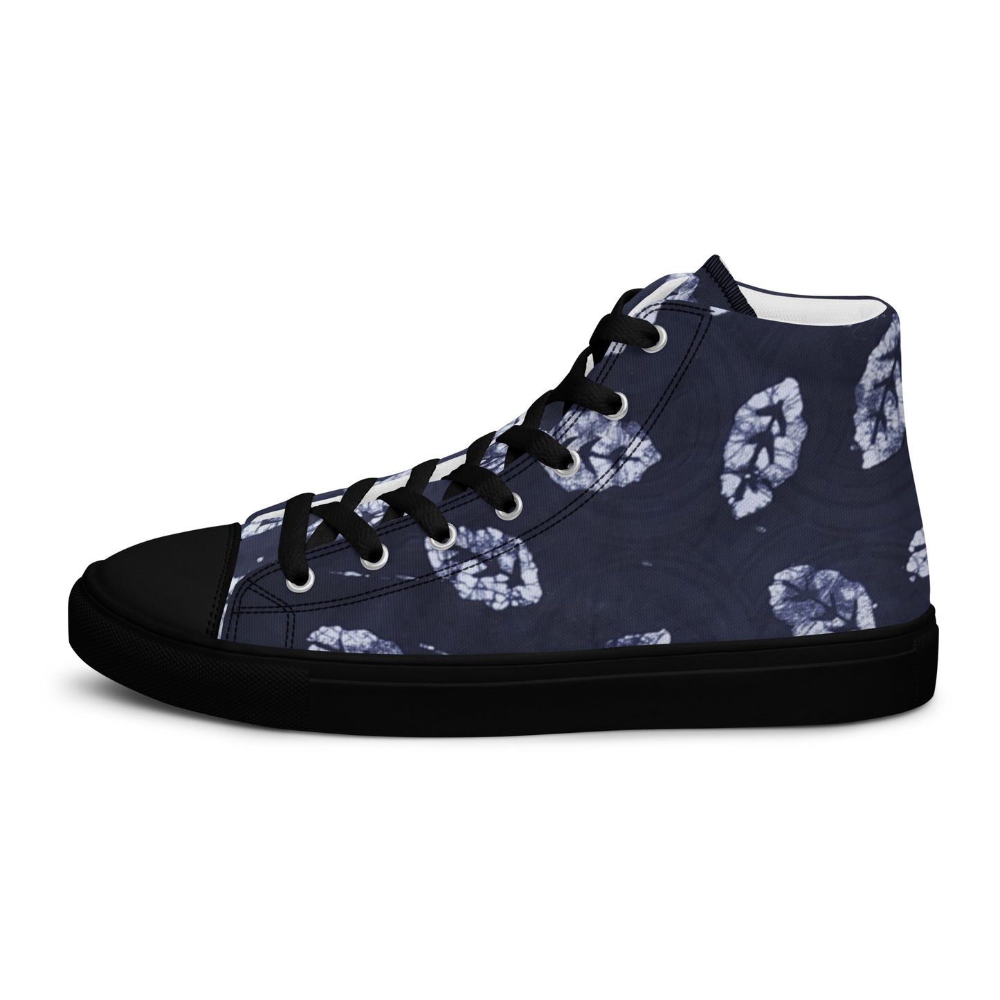 Indigo Leaf Men’s high top canvas shoes