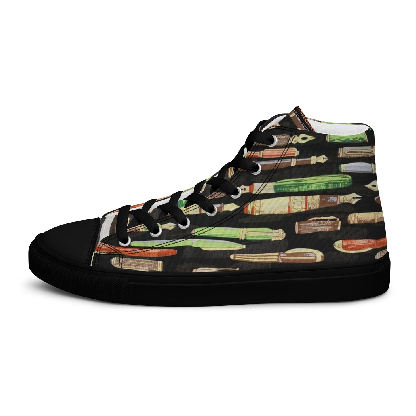 Green Pen Men’s high top canvas shoes