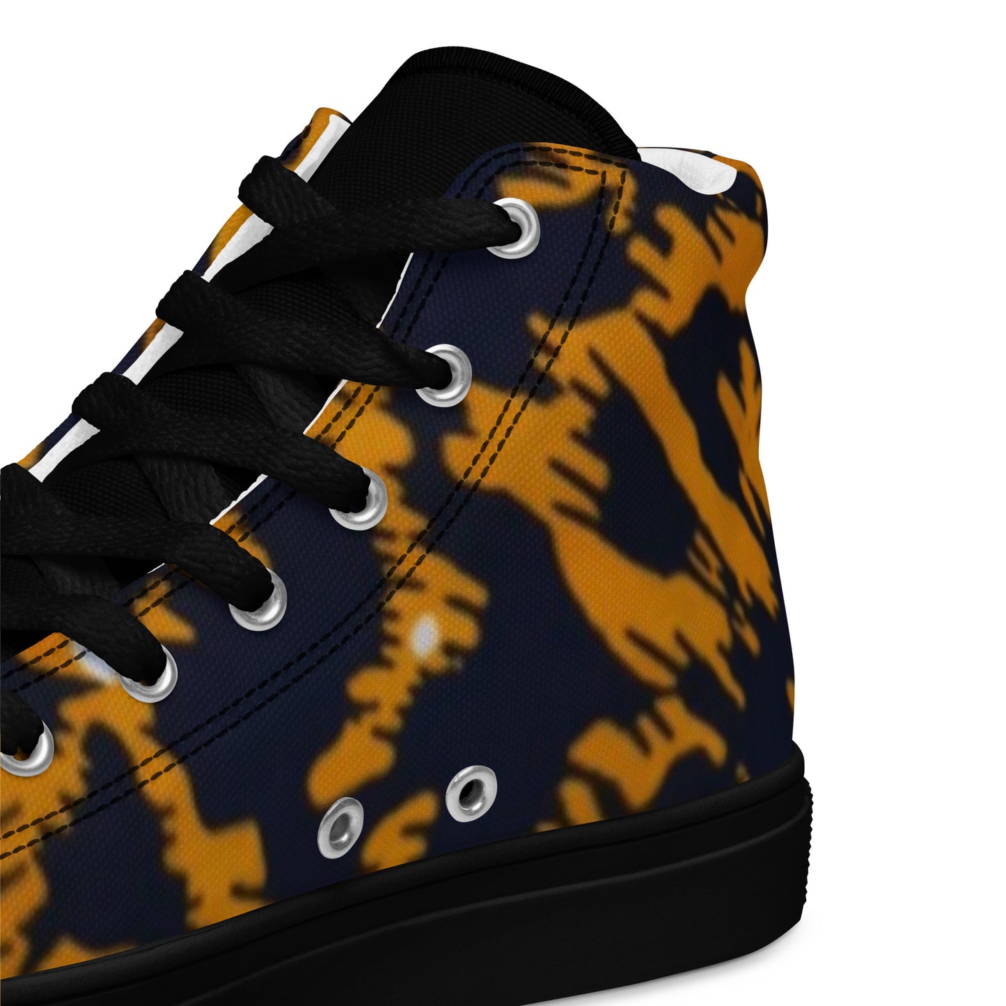 Yellow Leopard Ankara Men’s high top canvas shoes