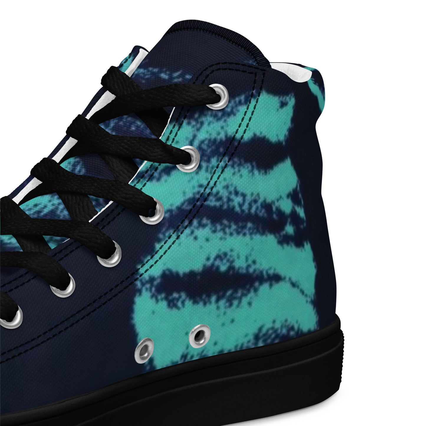 Turquoise Adire Ankara Men’s high top canvas shoes