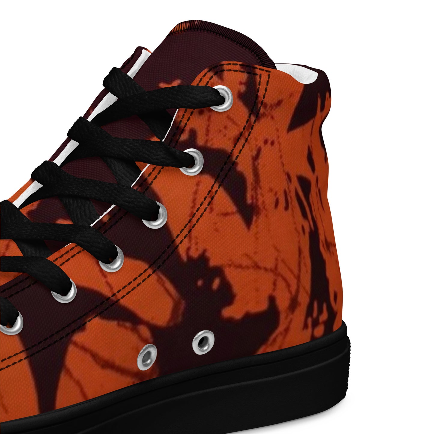 Orange Adire Men’s high top canvas shoes