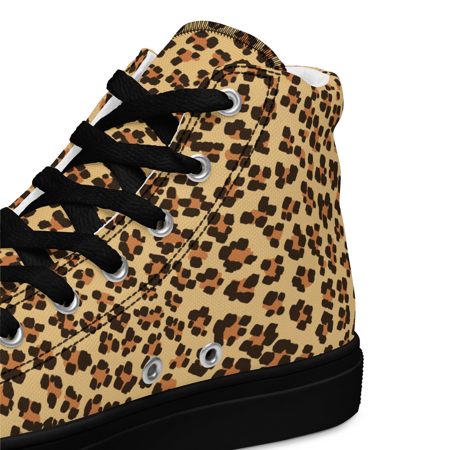 Brown Leopard Men’s high top canvas shoes