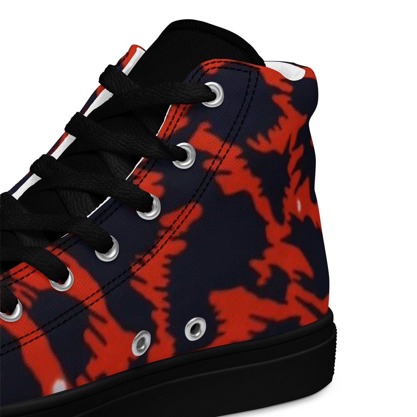 Orange Leopard Men’s high top canvas shoes