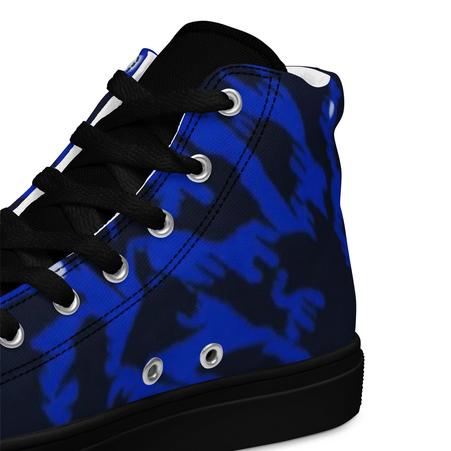 Blue Leopard Men’s high top canvas shoes