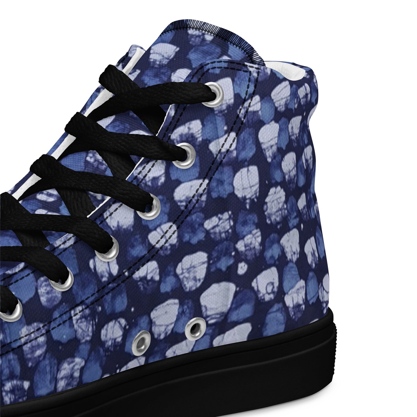 Blue Dotted Men’s high top canvas shoes