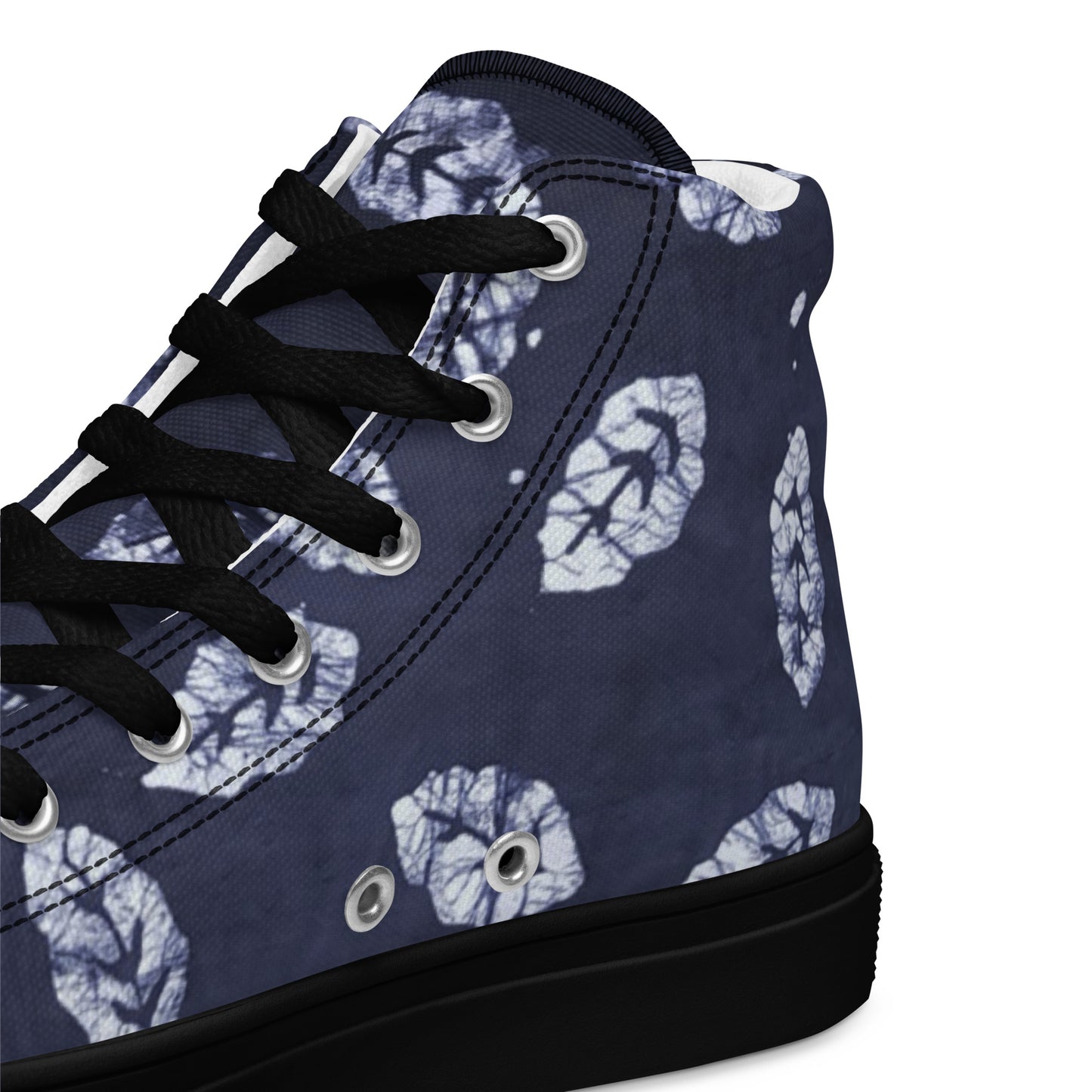 Indigo Leaf Men’s high top canvas shoes