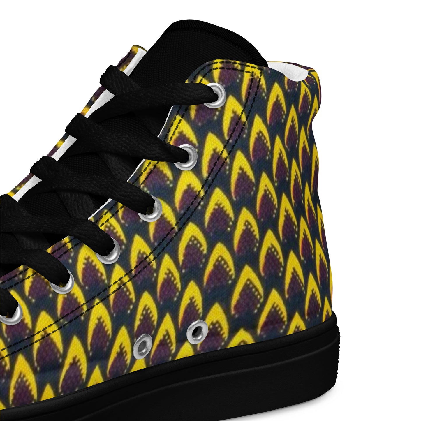 Yellow Flame Men’s high top canvas shoes