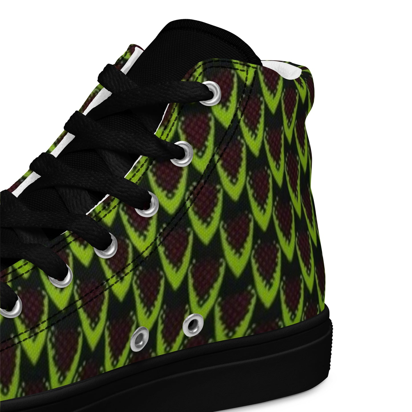 Green Flame Men’s high top canvas shoes