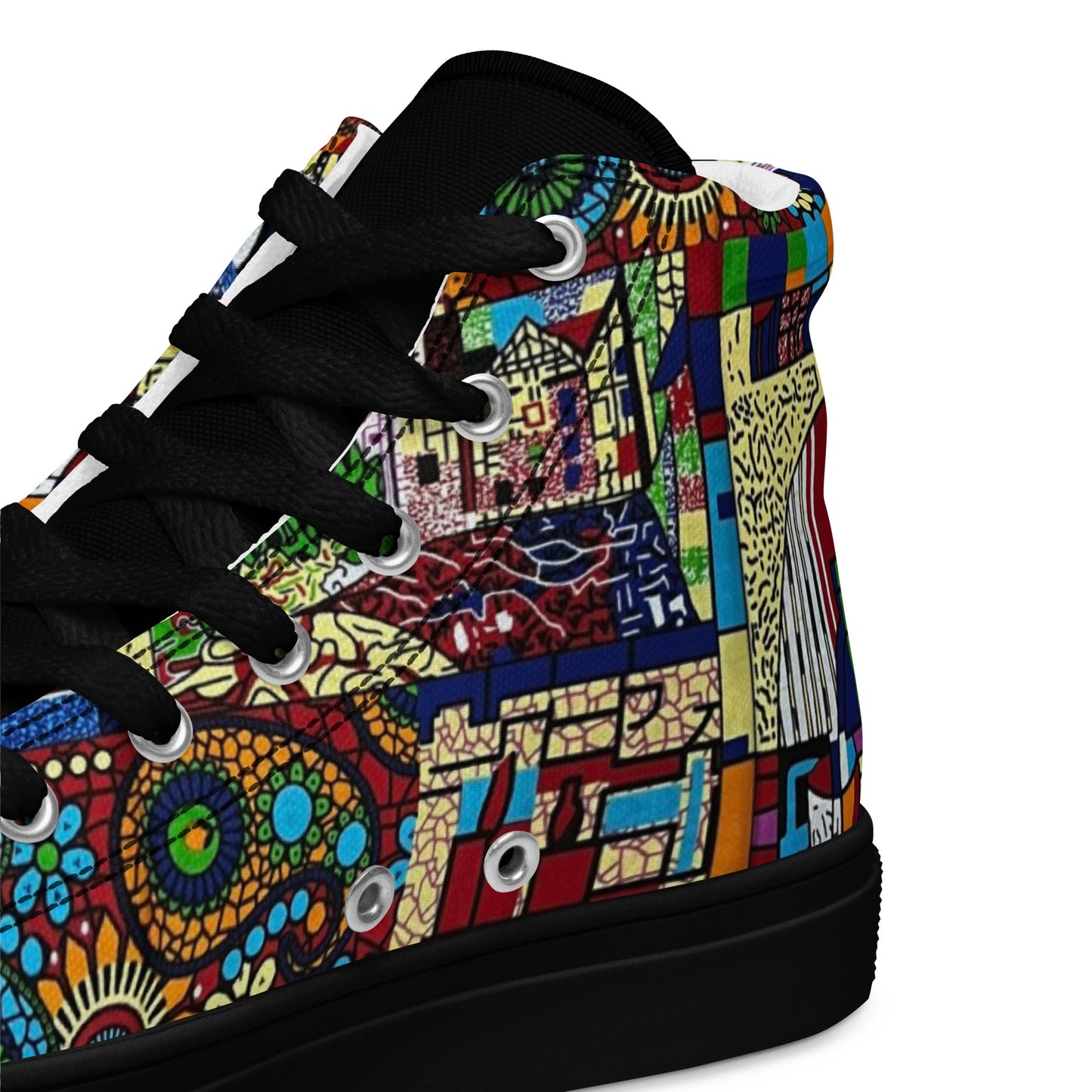 Colourful Artsy Men’s high top canvas shoes