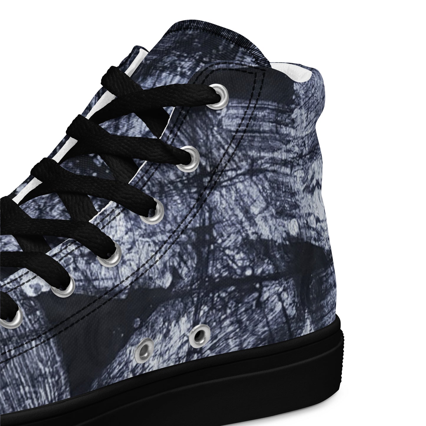 Dark Blue White Men’s high top canvas shoes