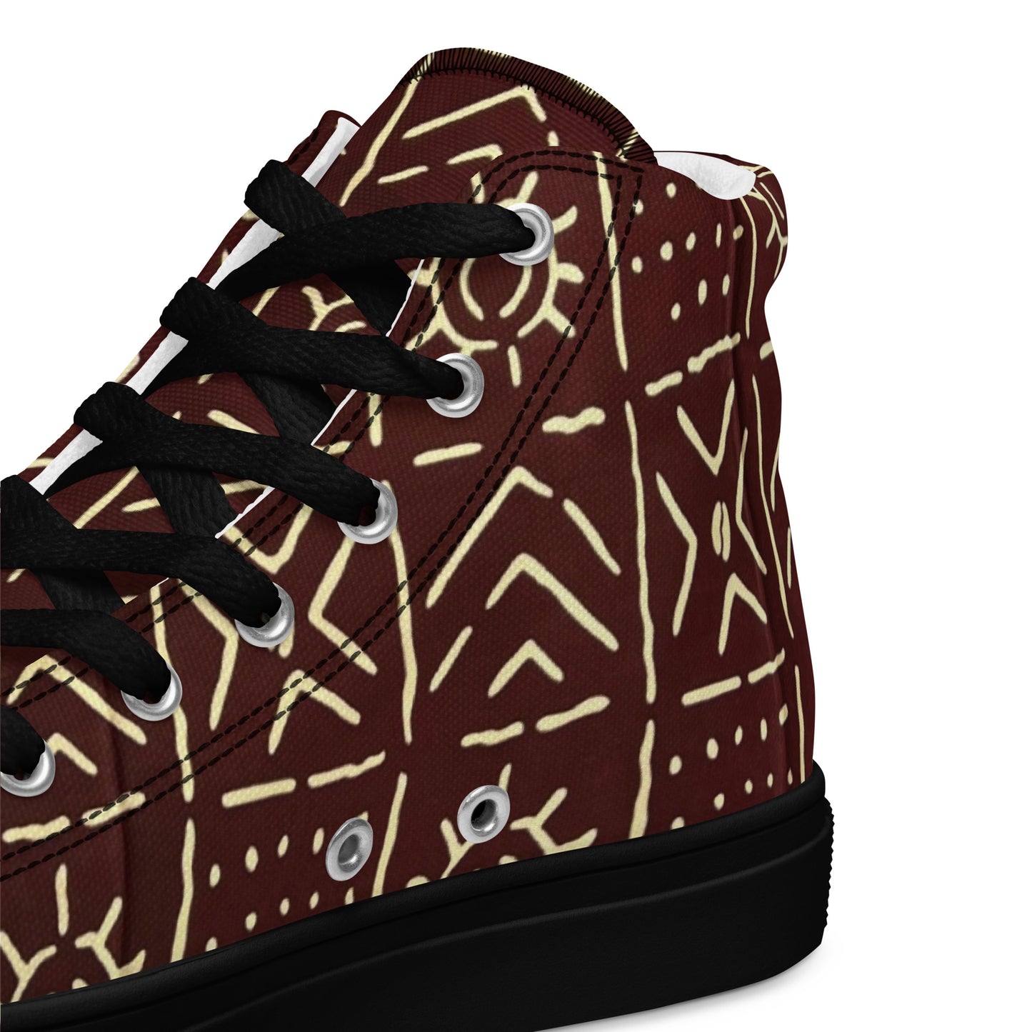 Brown African Print Men’s high top canvas shoes