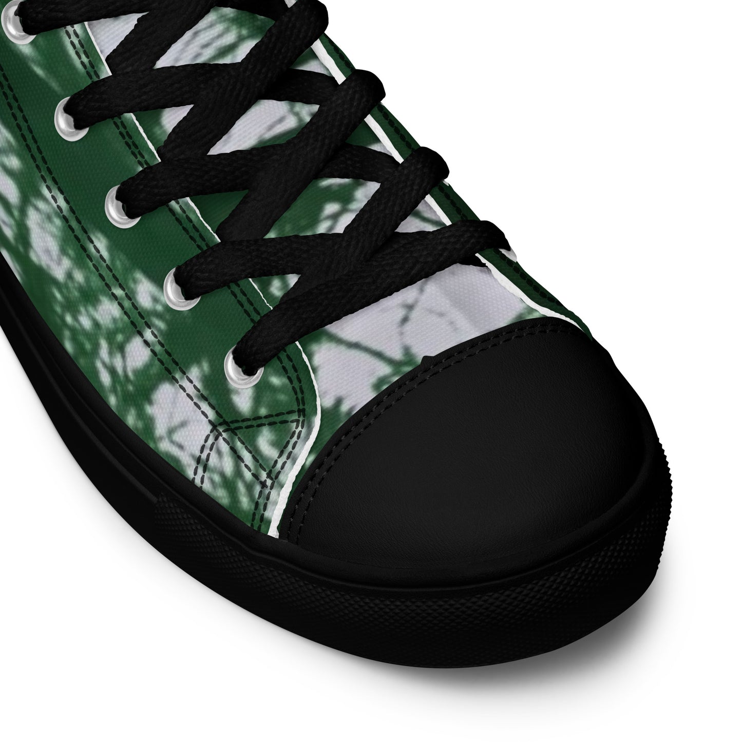 Green Adire Ankara Men’s high top canvas shoes