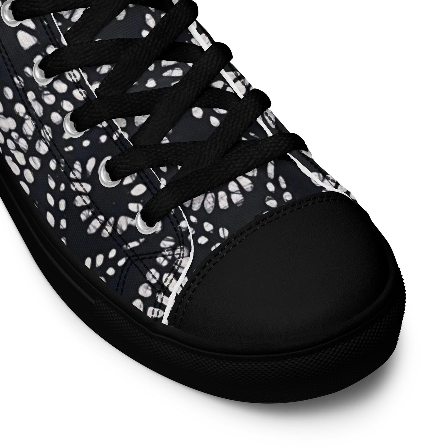 Black & White Abstract Aztec Adire Men’s high top canvas shoes