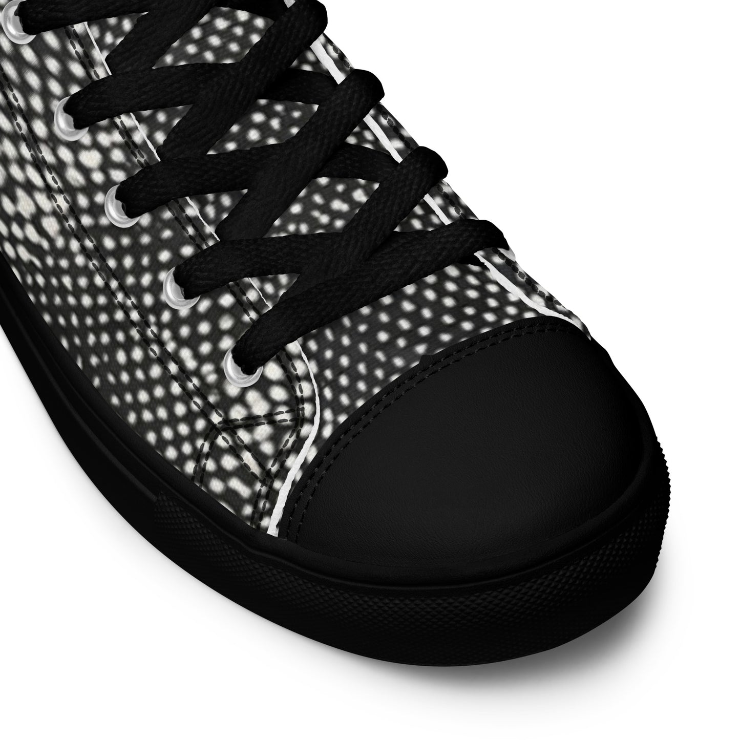 Black White Polka Dots Adire Men’s high top canvas shoes