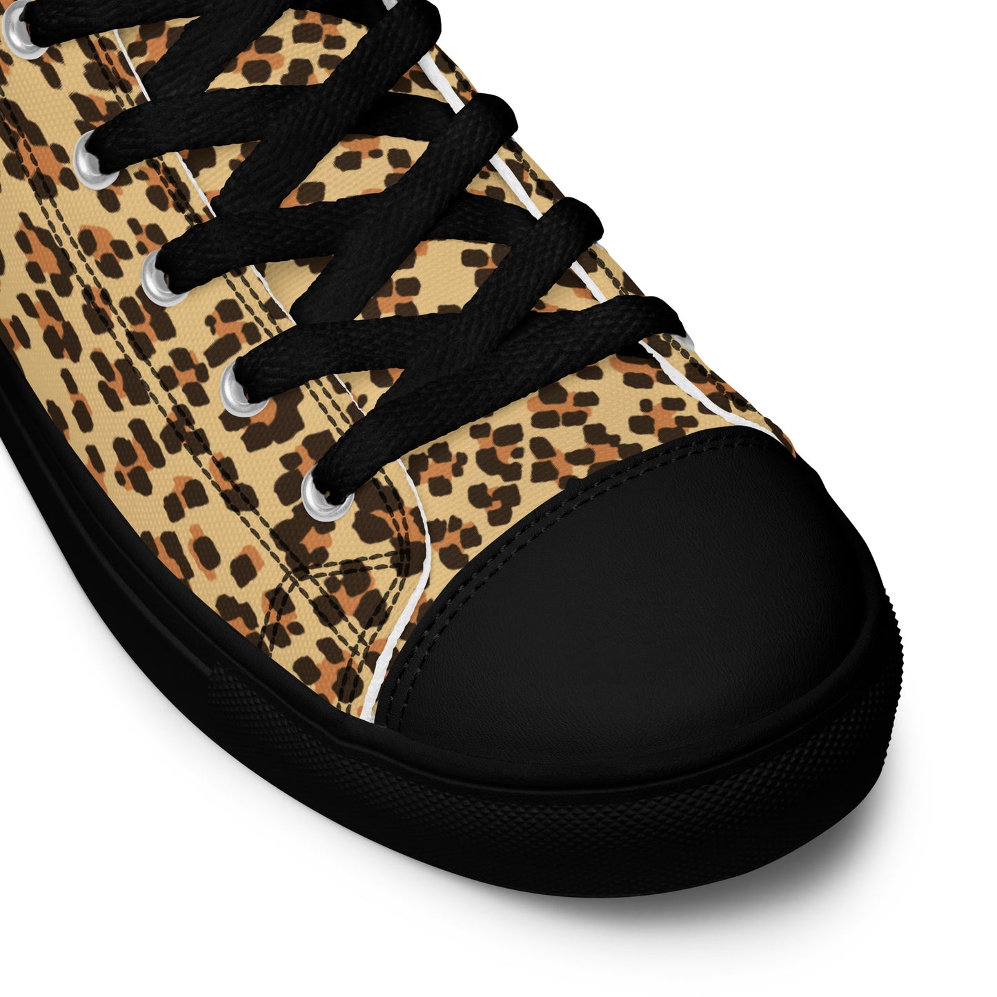 Brown Leopard Men’s high top canvas shoes