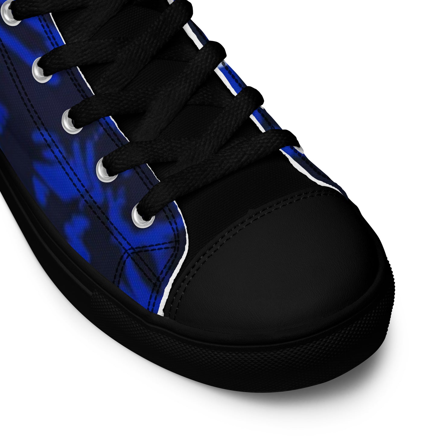 Blue Leopard Men’s high top canvas shoes