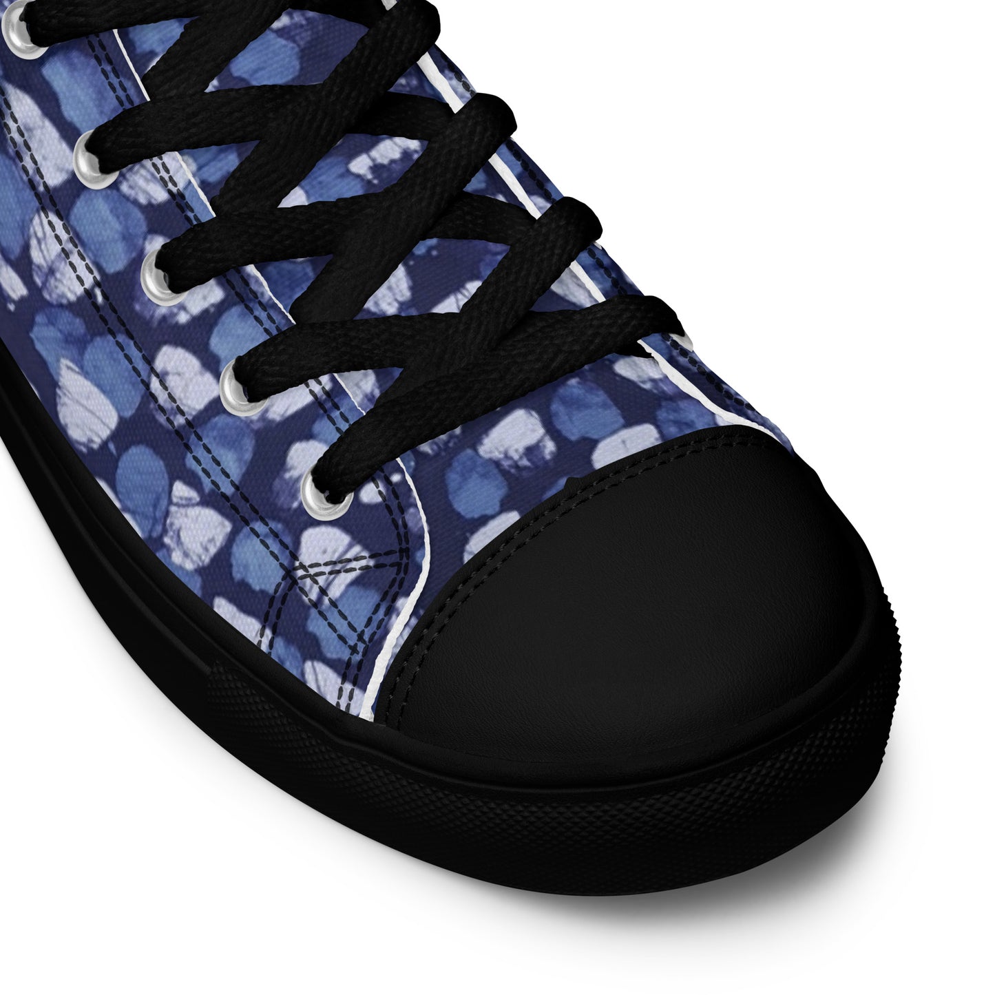 Blue Dotted Men’s high top canvas shoes