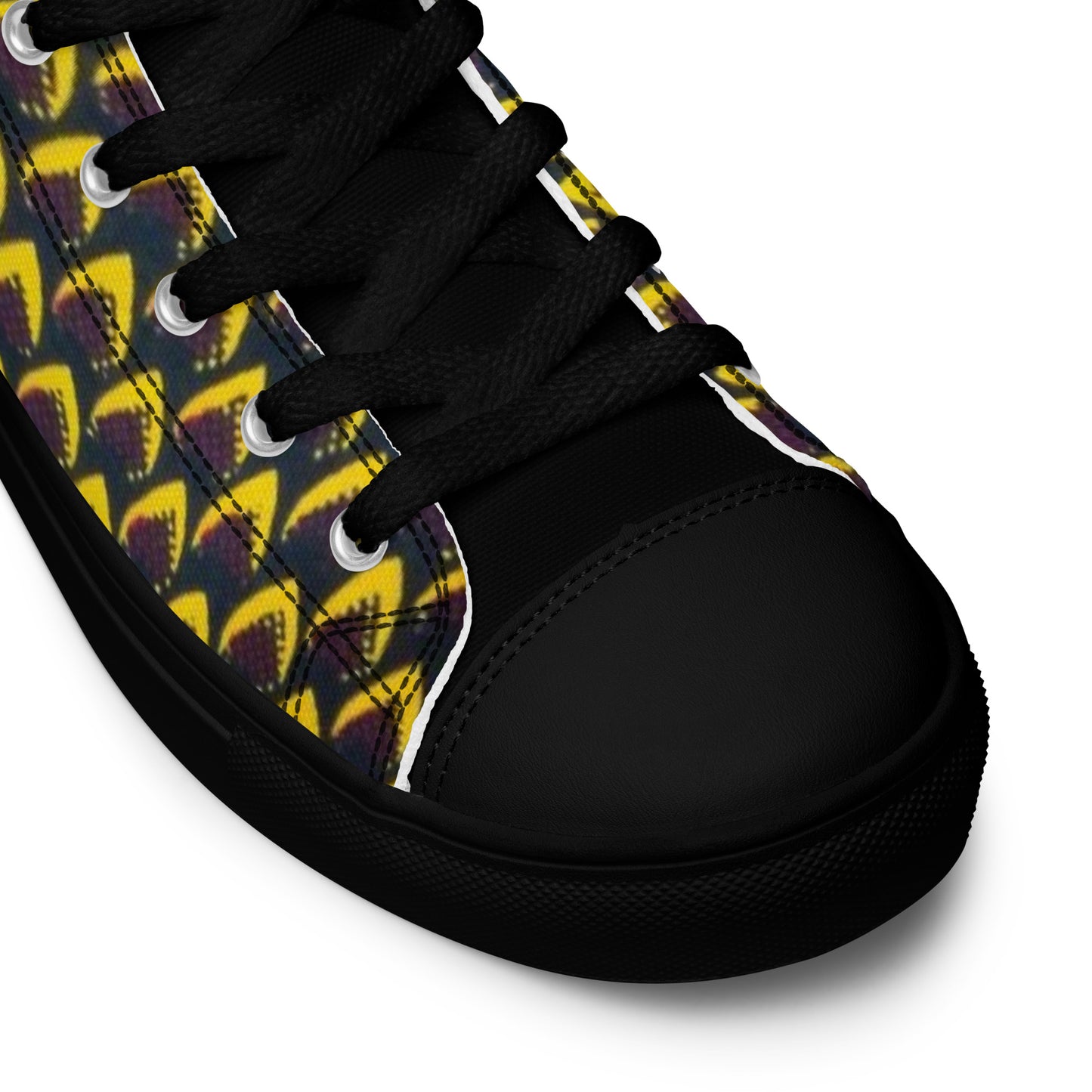 Yellow Flame Men’s high top canvas shoes