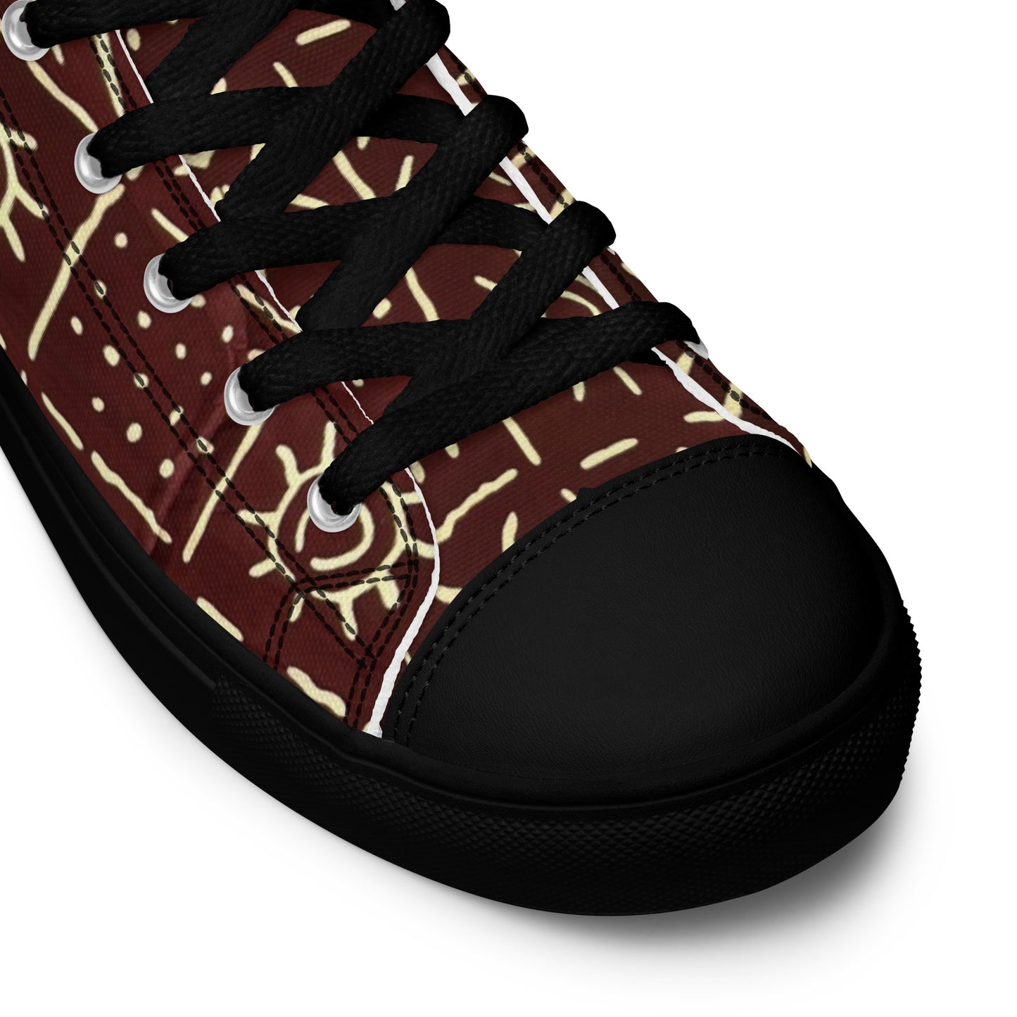 Brown African Print Men’s high top canvas shoes